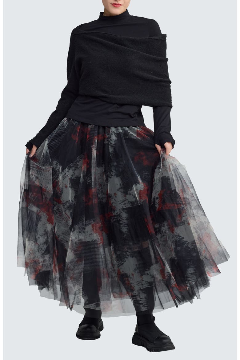 Brynwyn Printed Tulle Skirt, Alternate, color, Red Print
