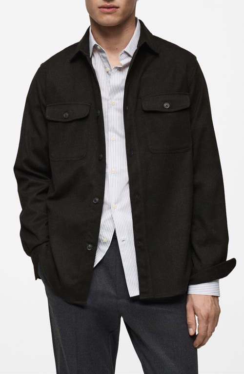Mango Regular Fit Chest Pocket Button-up Shirt In Dark Heather Grey