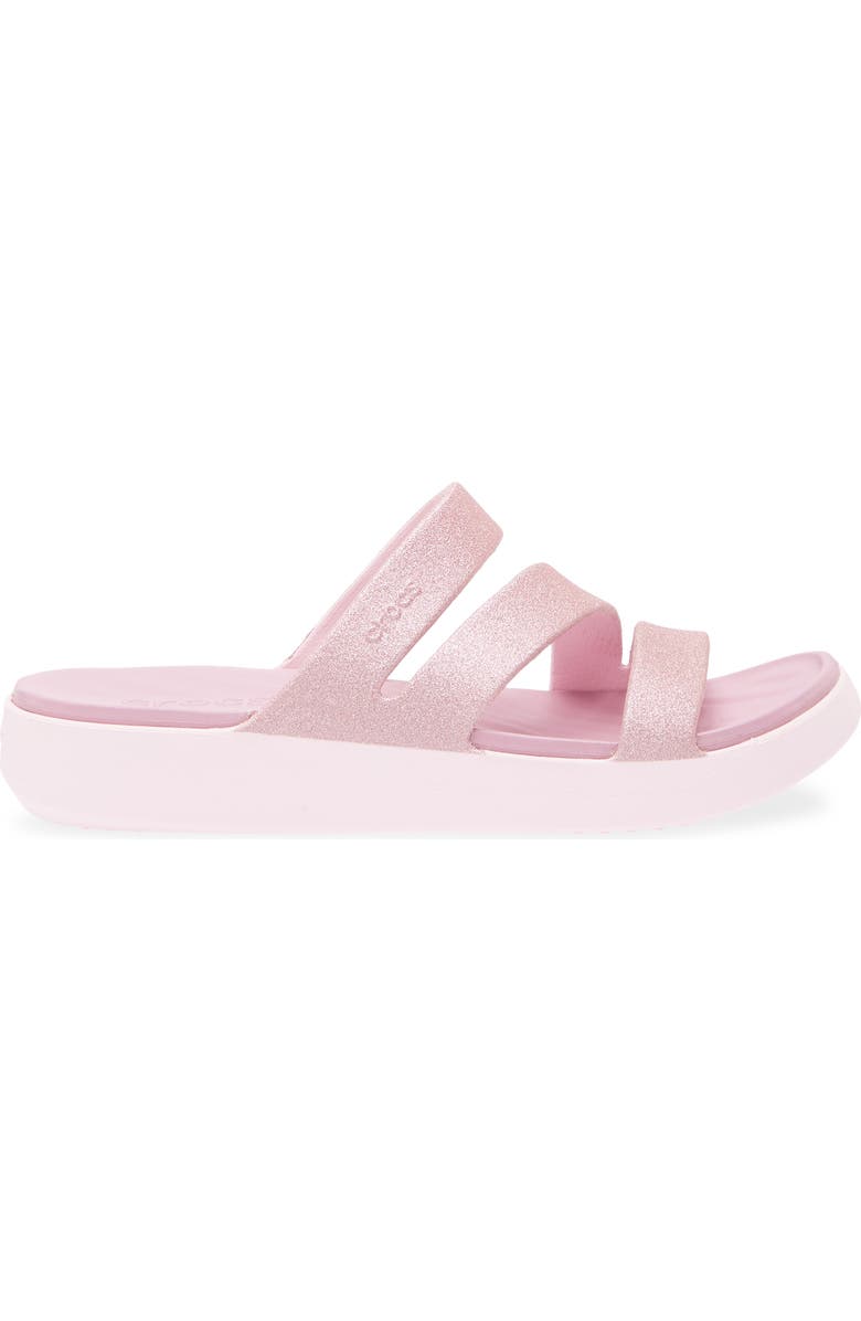 CROCS Getaway Glitter Slide Strappy Sandal, Alternate, color, Pink Milk