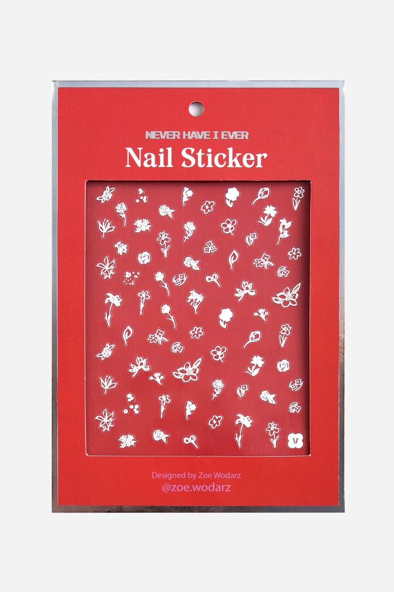 Nail Sticker by Zoe Wodarz - Flower White, Main, color, Red