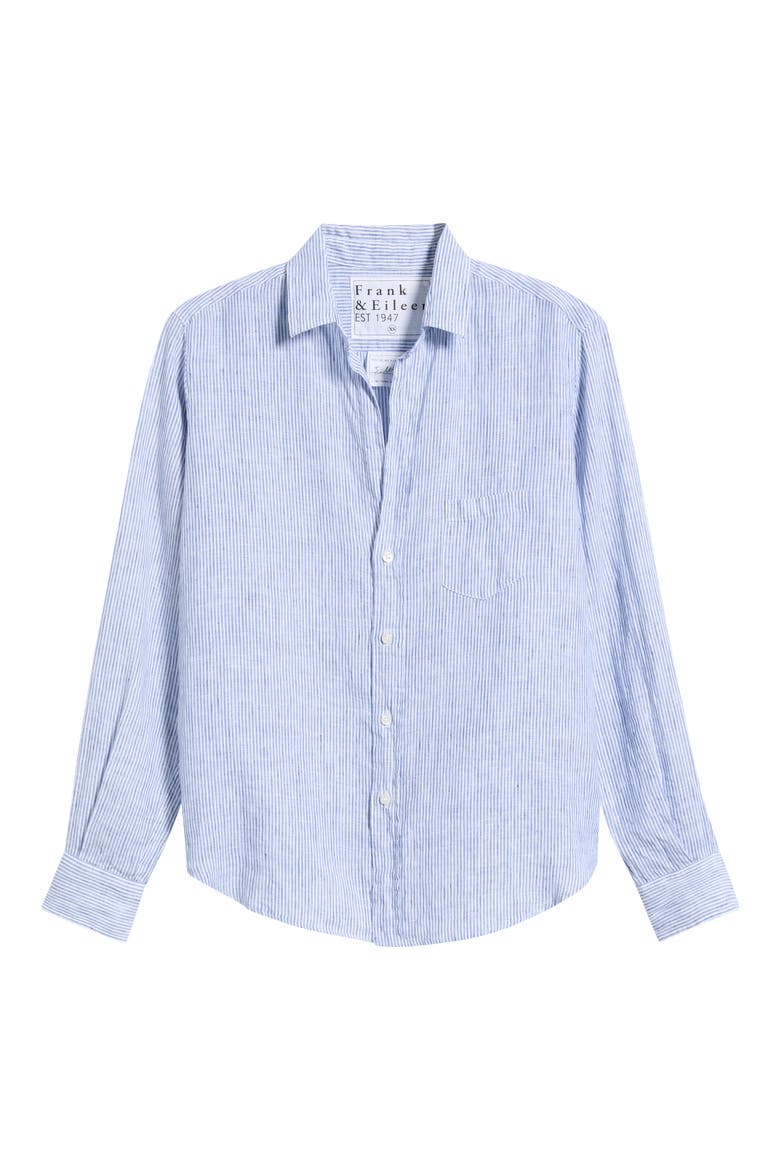 Relaxed Linen Button-Up Shirt, Alternate, color, THIN STRIPE