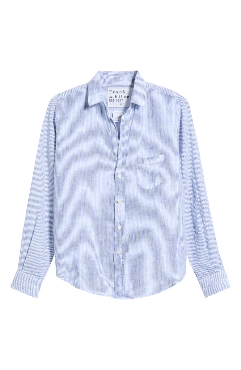 Frank & Eileen Relaxed Linen Button-Up Shirt, Main, color, Thin Stripe