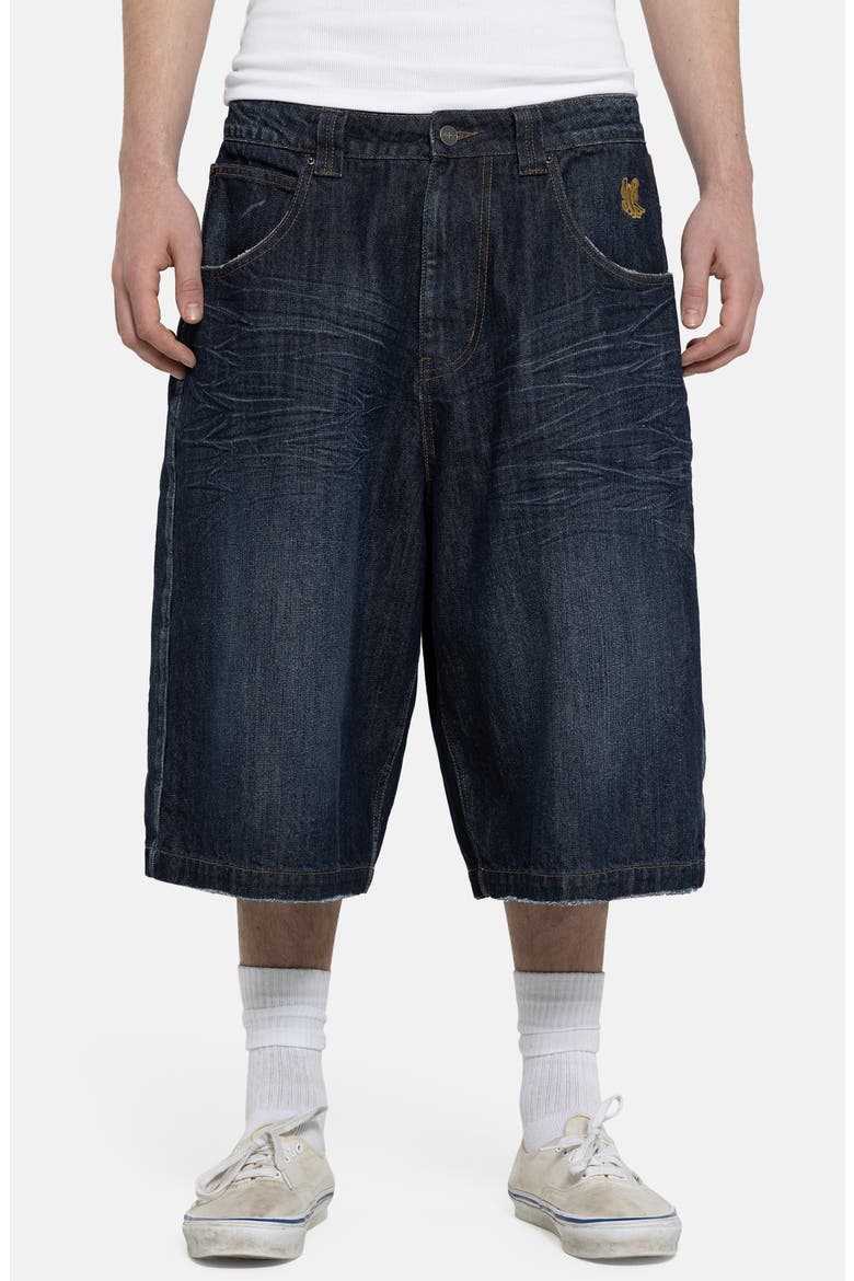Kingdom Colossus Baggy Denim Shorts, Main, color, INDIGO