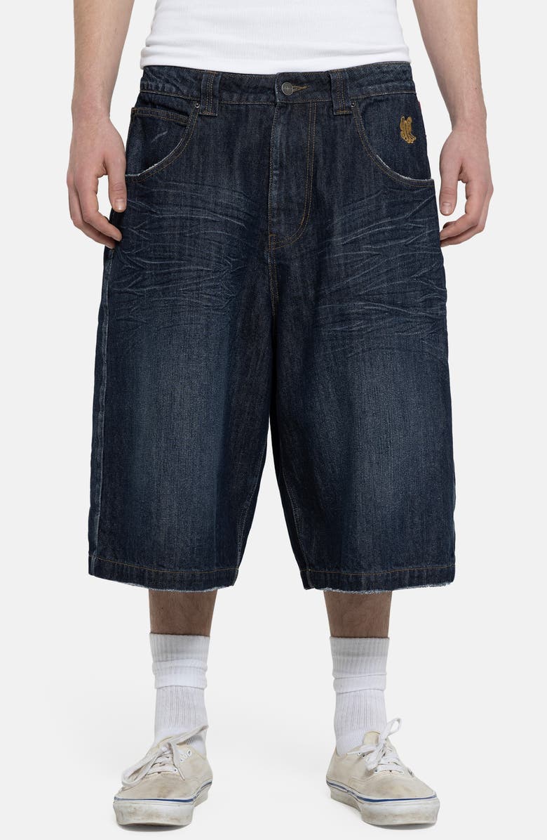 JADED LONDON Kingdom Colossus Baggy Denim Shorts, Main, color, Indigo