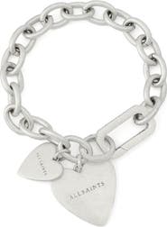 AllSaints Double Heart Chain Link Bracelet
