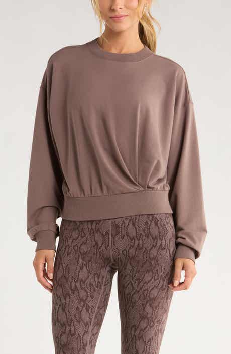 Zella Luxe Terry Pleated Pullover