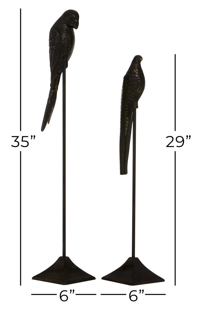 VIVIAN LUNE HOME Black Aluminum Bird Sculpture - Set of 2, Alternate, color, 