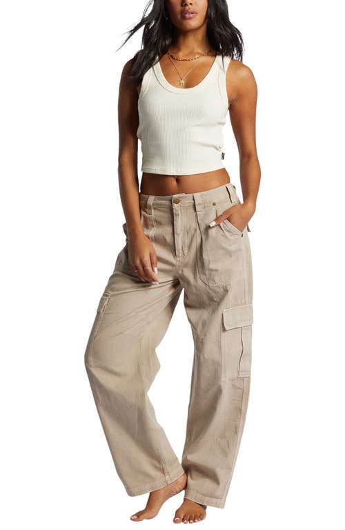 Billabong Rerun Rib Crop Tank In White Cap