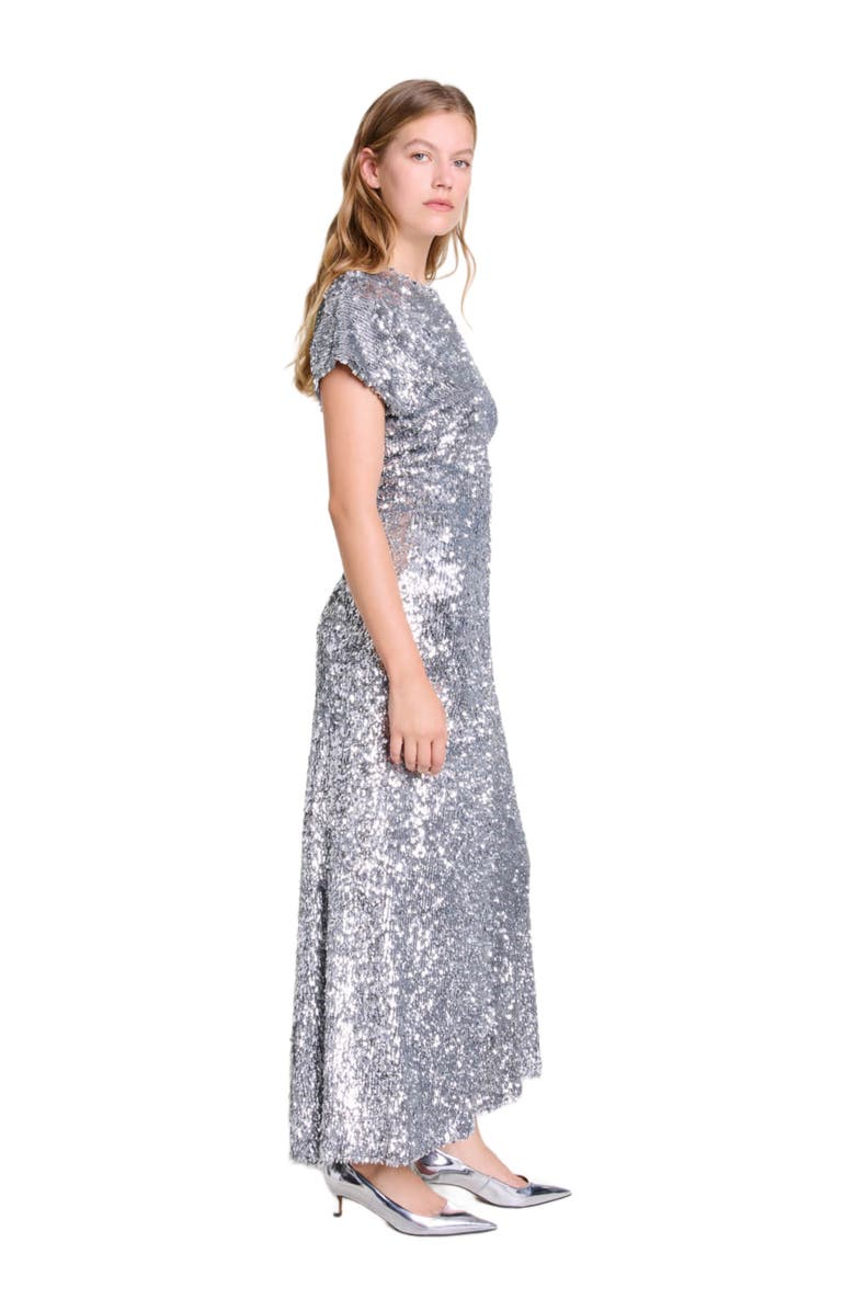 maje Sequin maxi dress, Alternate, color, 