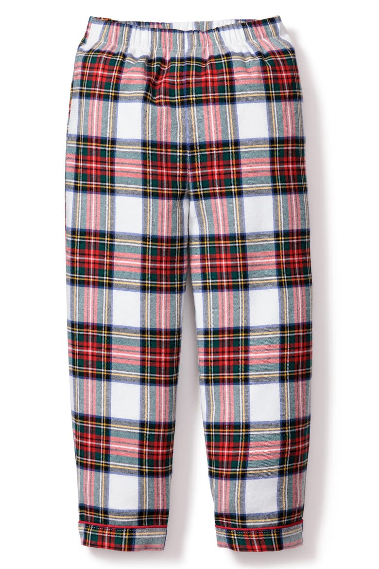 Kids' Balmoral Tartan Plaid Cotton Blend Pajama Pants, Main, color, WHITE