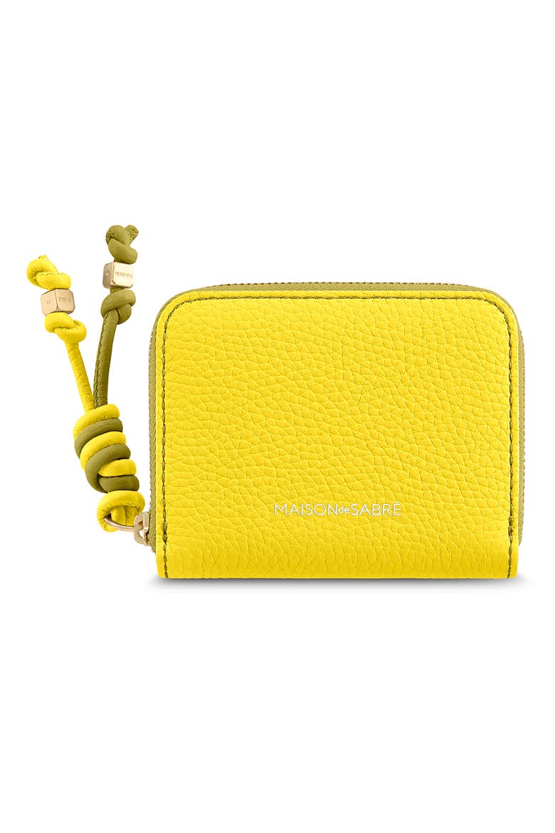 Small Leather Zipped Wallet, Main, color, Daisy Martini