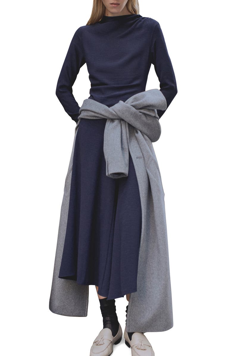 MANGO Asymmetric Long Sleeve Dress, Main, color, 