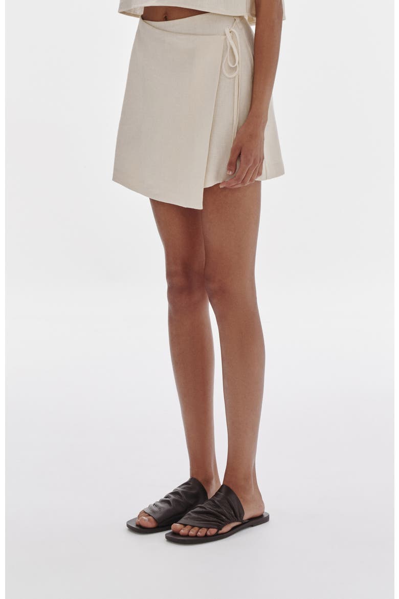 Sibyl Linen Wrap Skirt, Alternate, color, Chamomile