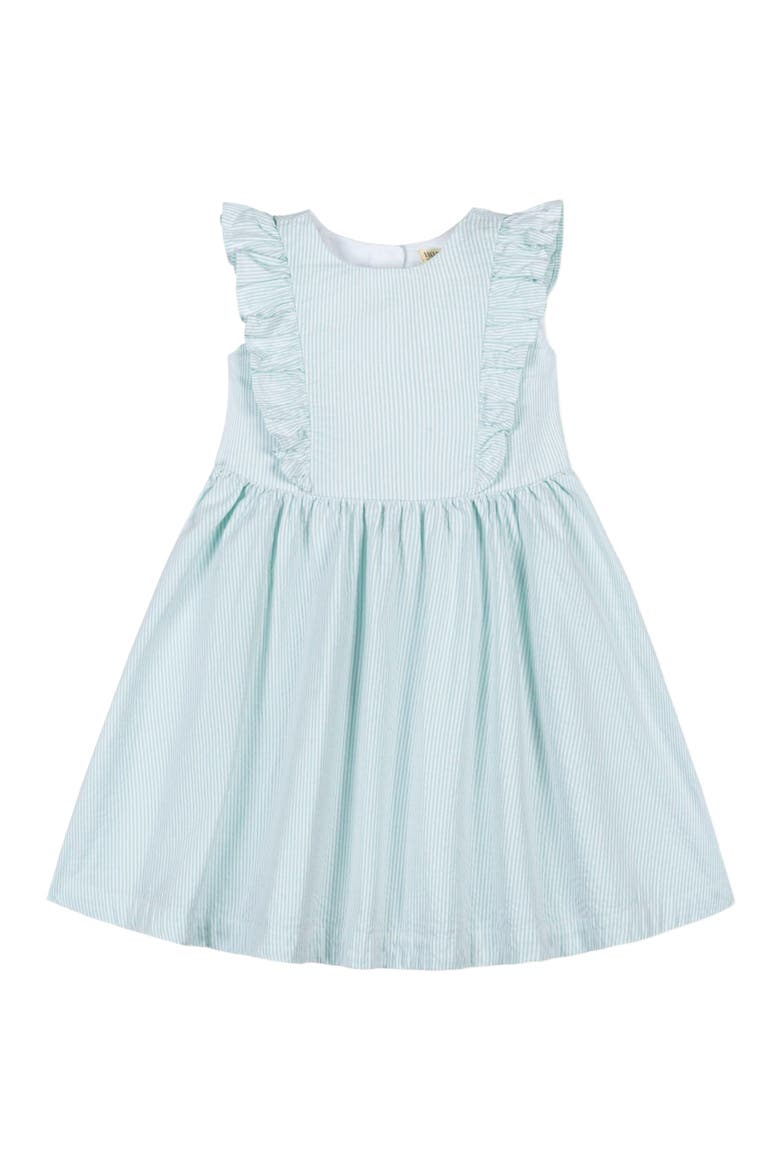 Girls' Organic Flutter Sleeve Open Back Dress, Toddler, Main, color, Mint Seersucker