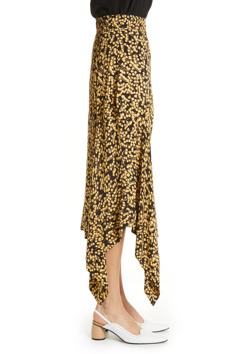 Floral Print Crepe Midi Skirt, Alternate, color, BLACK