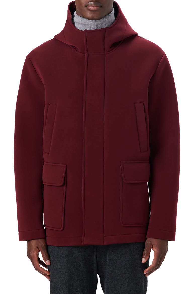 Full Zip Hooded Water Repellent Bomber Jacket, Main, color, CABERNET