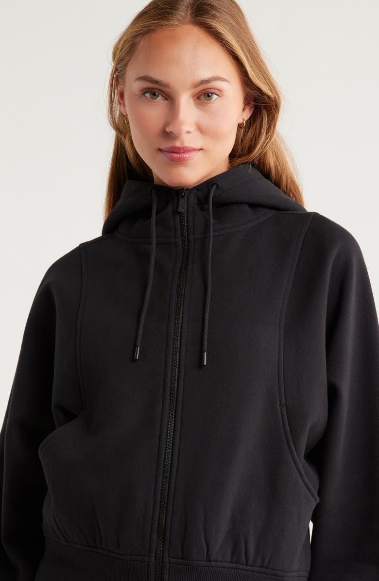 Zella Ultracozy Fleece Full Zip Hoodie, Alternate, color, Black