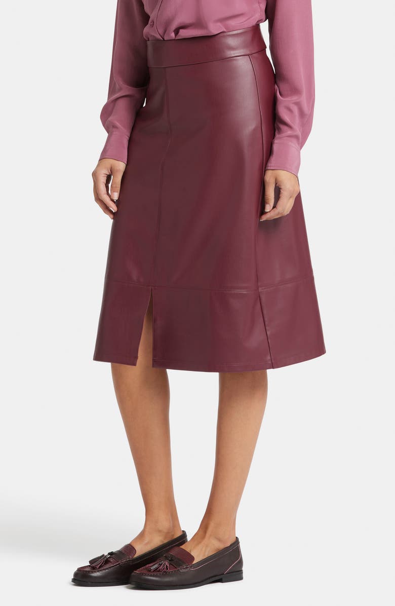 NYDJ Faux Leather A-Line Skirt, Alternate, color, Tavern