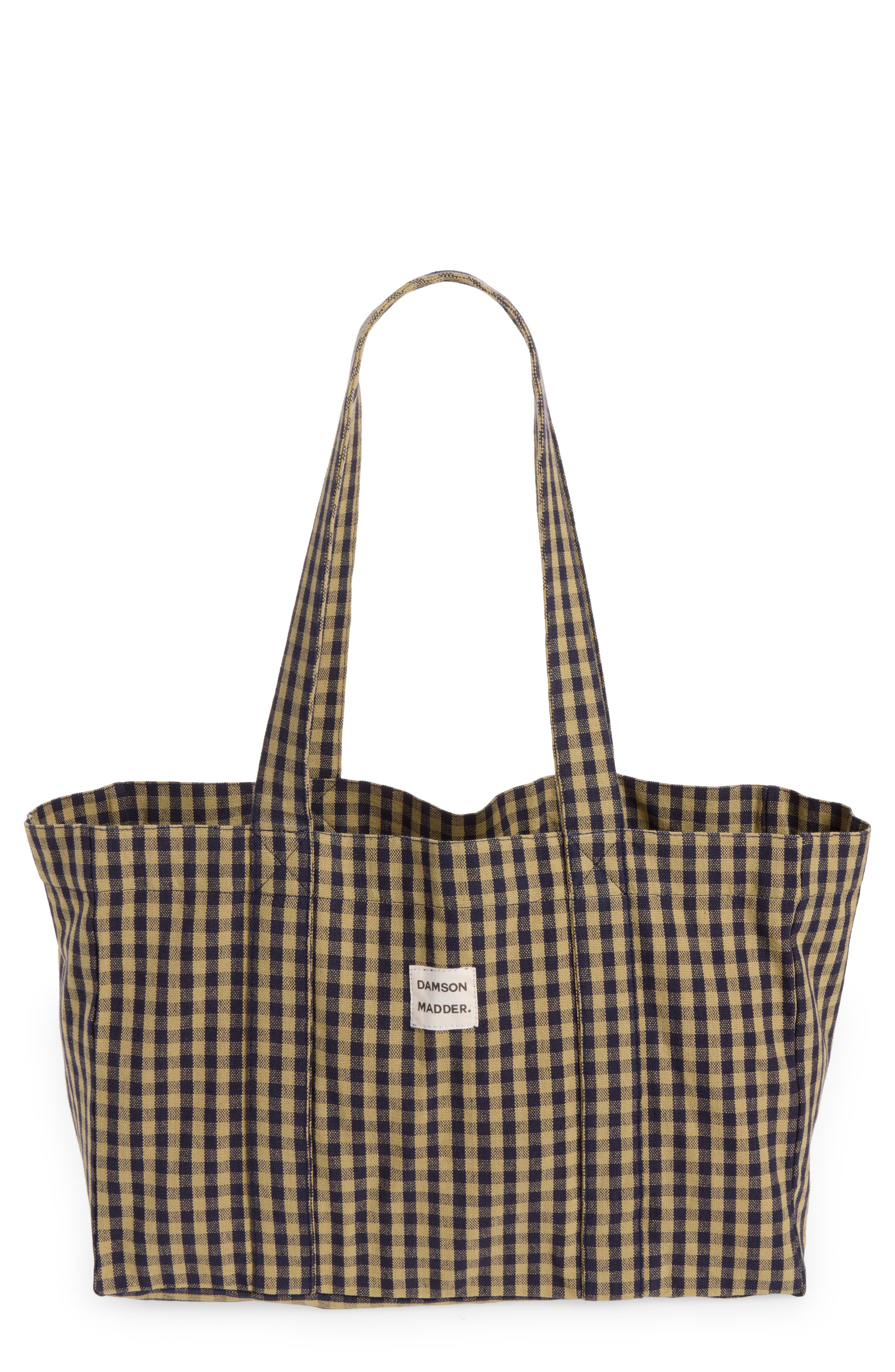 Organic Cotton Gingham Canvas Tote, Main, color, MULTI
