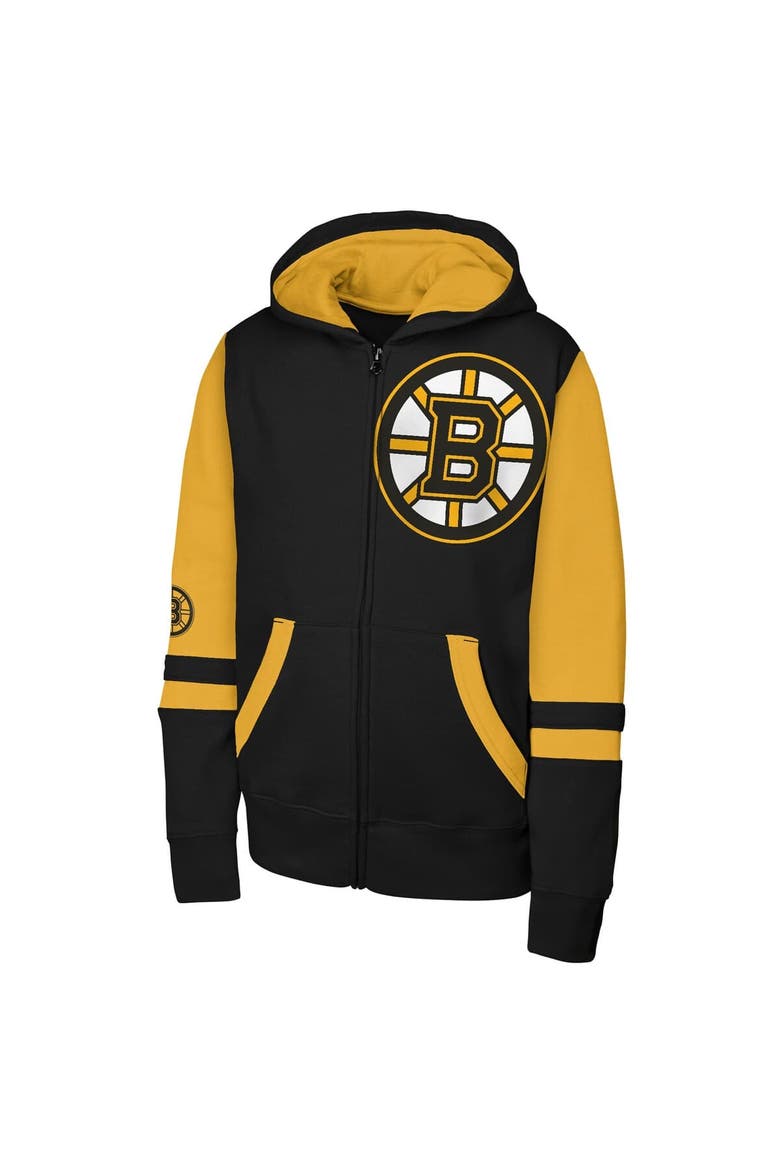 Youth Black Boston Bruins Face Off Full-Zip Hoodie, Alternate, color, Black