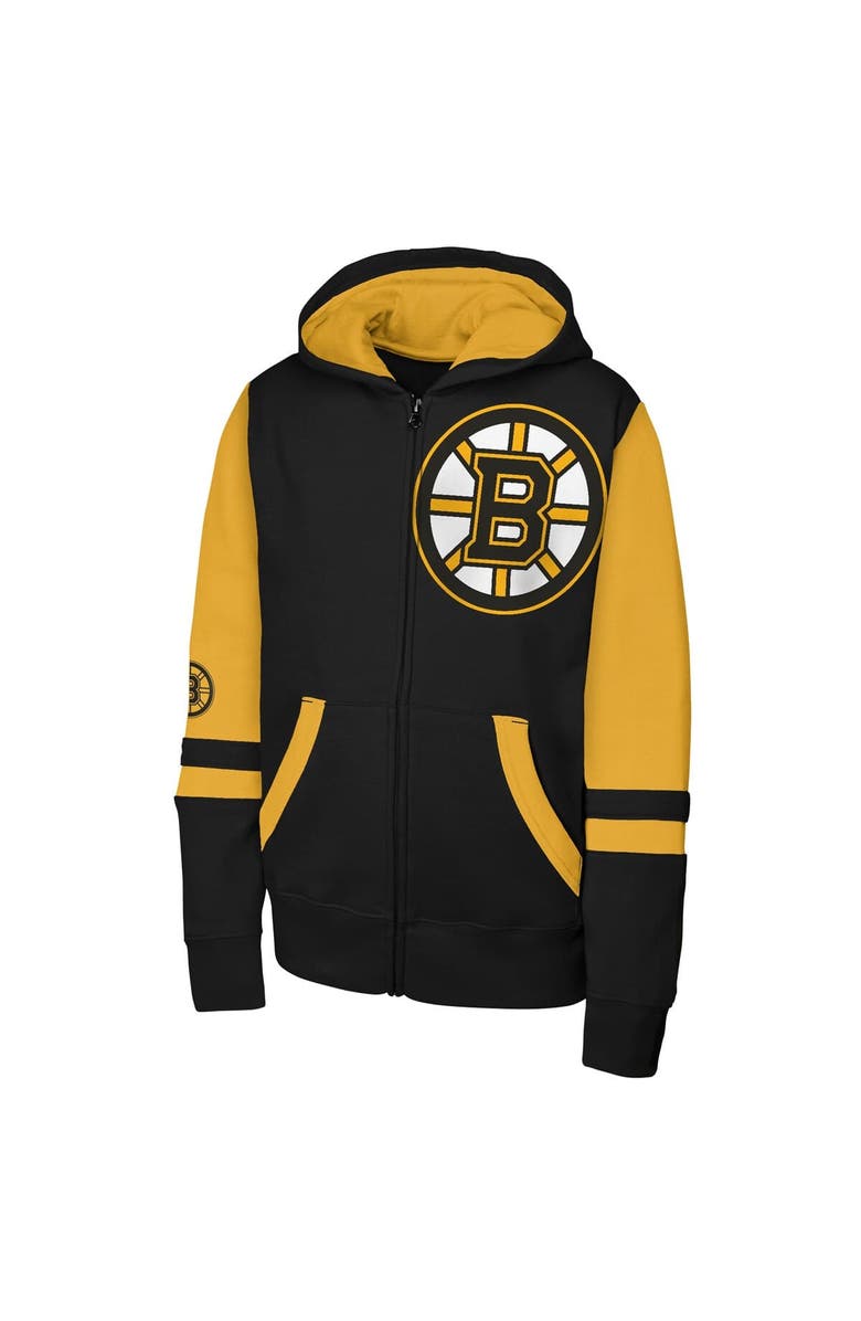 Outerstuff Youth Black Boston Bruins Face Off Full-Zip Hoodie, Alternate, color, Black