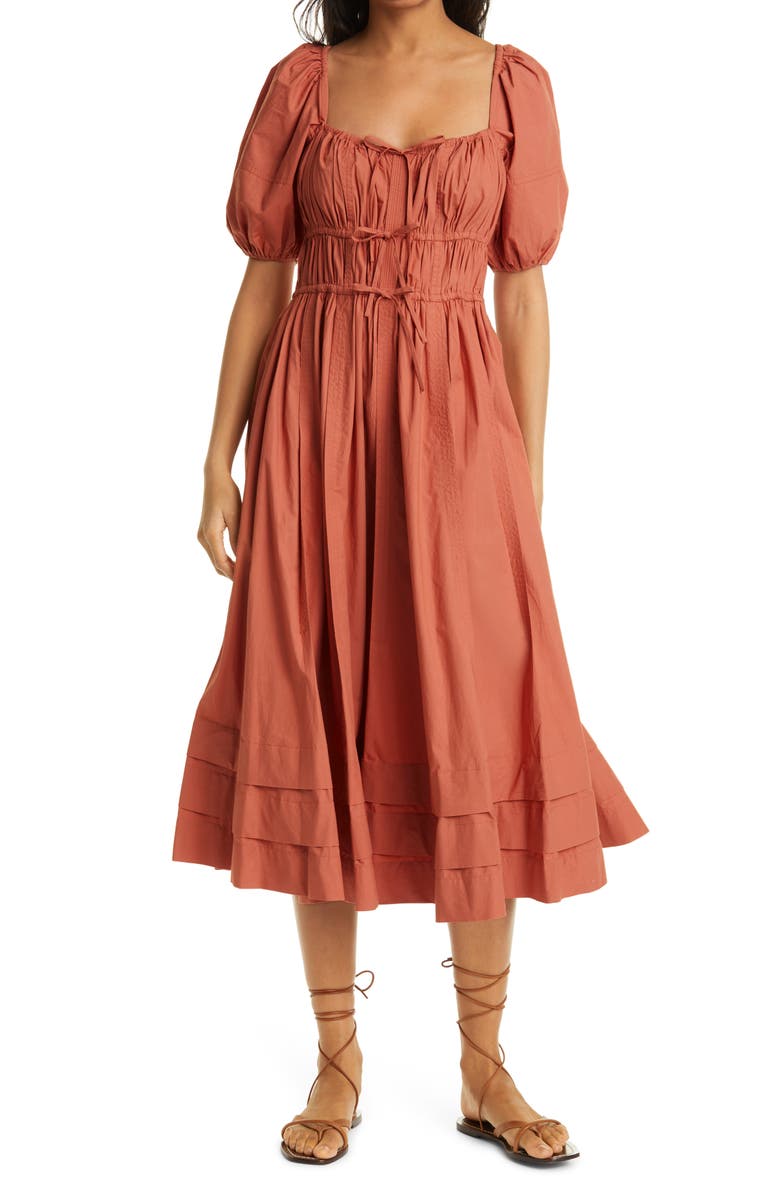 Ulla Johnson Palma Puff Sleeve Cotton A-Line Dress, Main, color, 