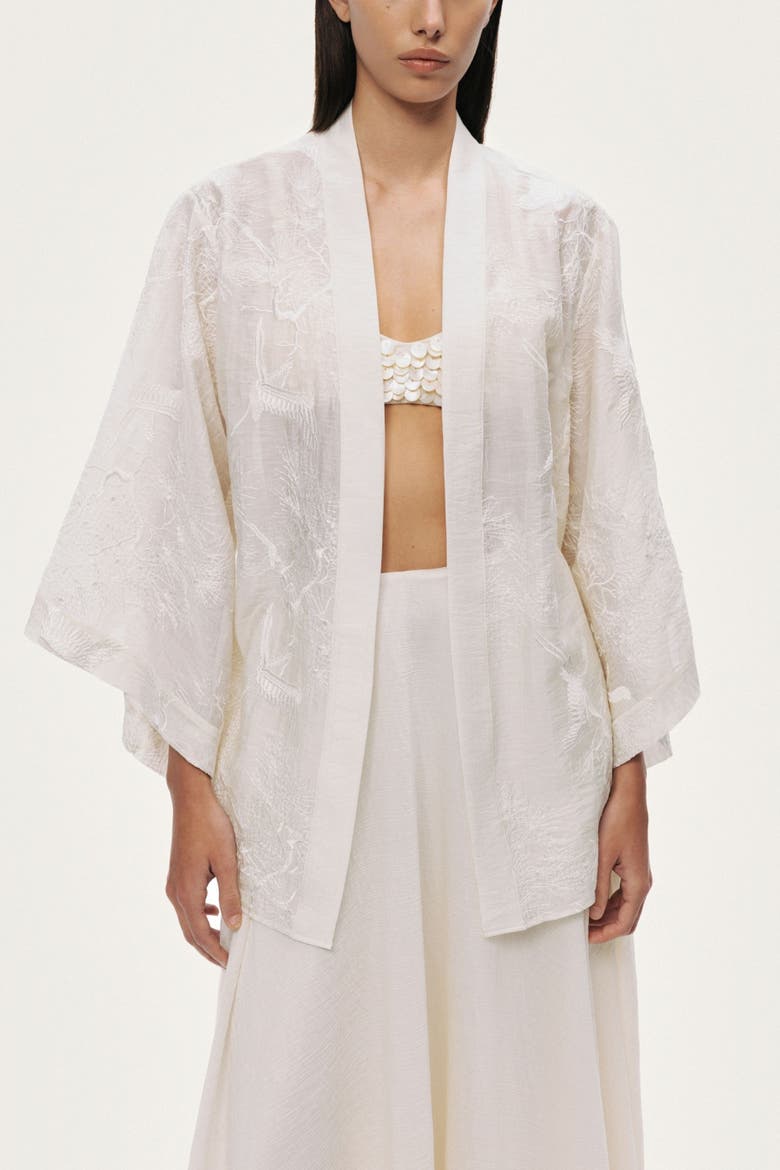 Textured Jacquard Robe, Alternate, color, Ivory