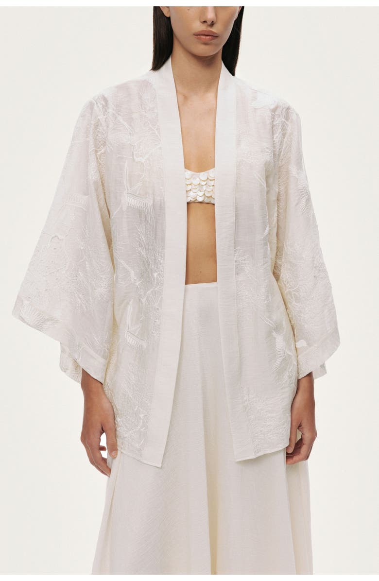 Nocturne Textured Jacquard Robe, Alternate, color, Ivory