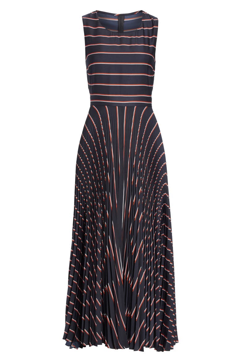 Halle Stripe Midi Dress, Alternate, color, NAVY/ PINK/ ORANGE