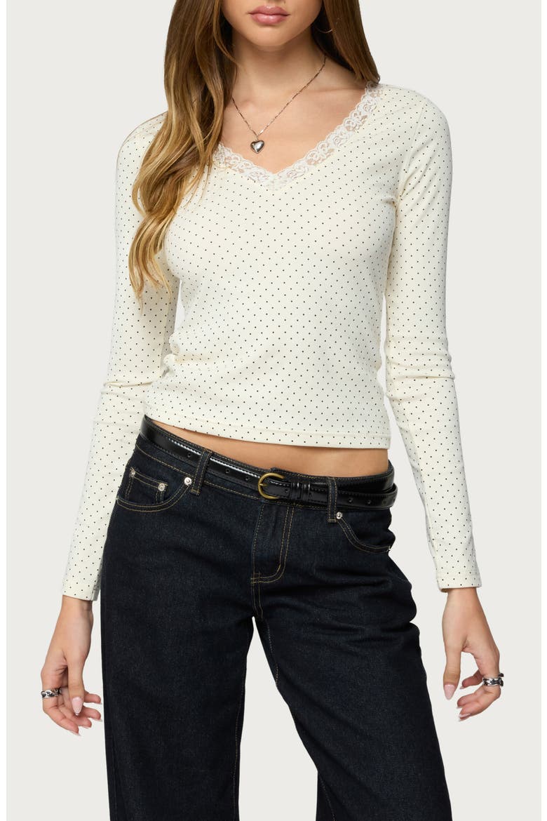 Morah Lace Dot Top, Main, color, CREAM