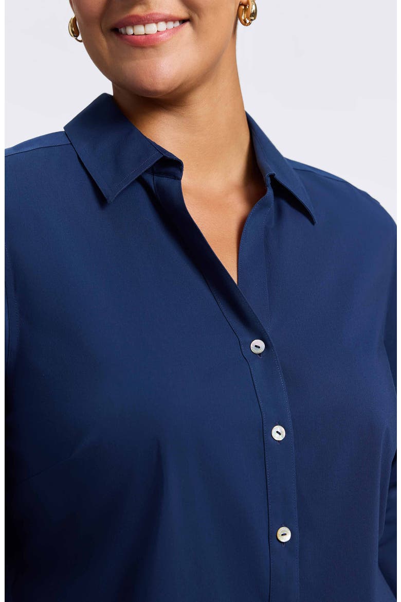 Mary Non-Iron Stretch Cotton Button-Up Shirt, Alternate, color, NAVY