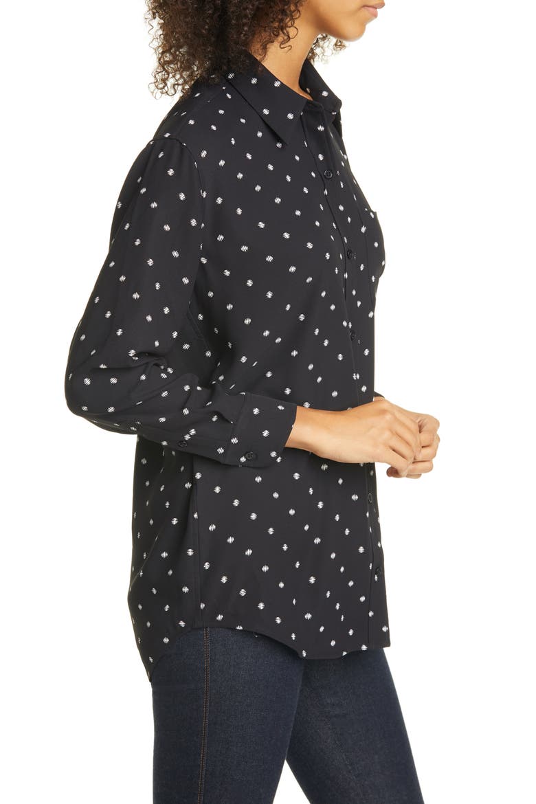 Daddy Dot Print Long Sleeve Button-Up Shirt, Alternate, color, TRUE BLACK / NATURAL WHITE