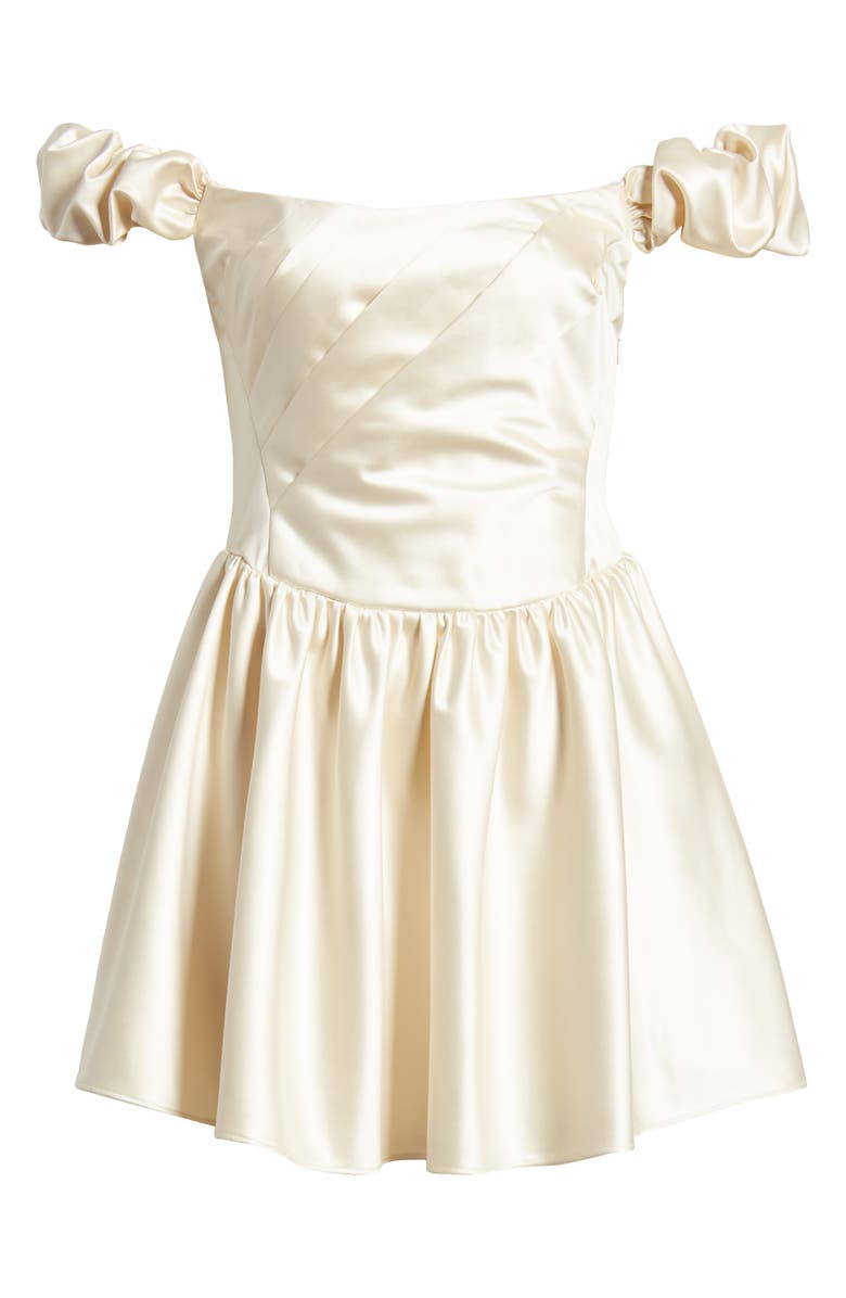 LoveShackFancy Cailey Off the Shoulder Satin Minidress, Main, color, 