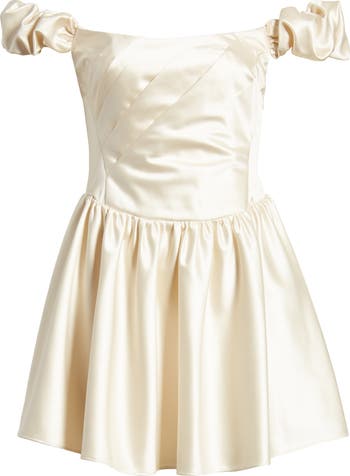 LoveShackFancy Cailey Off the Shoulder Satin Minidress | Nordstrom LoveShackFancy Cailey Off the Shoulder Satin Minidress | Nordstrom