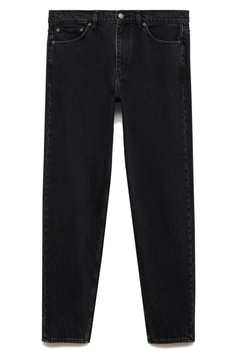 MANGO Bob Long Straight Leg Jeans, Main, color, Black Denim