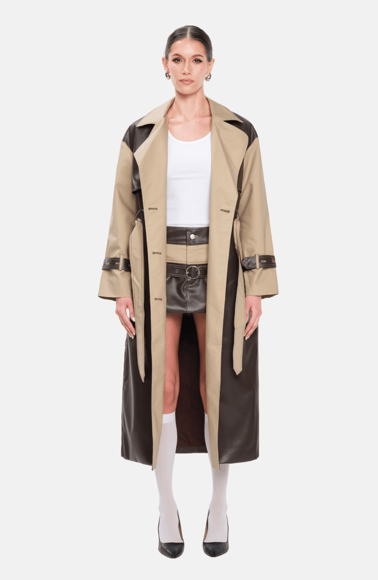 OW Collection BETTY Coat, Alternate, color, Brown / Beige