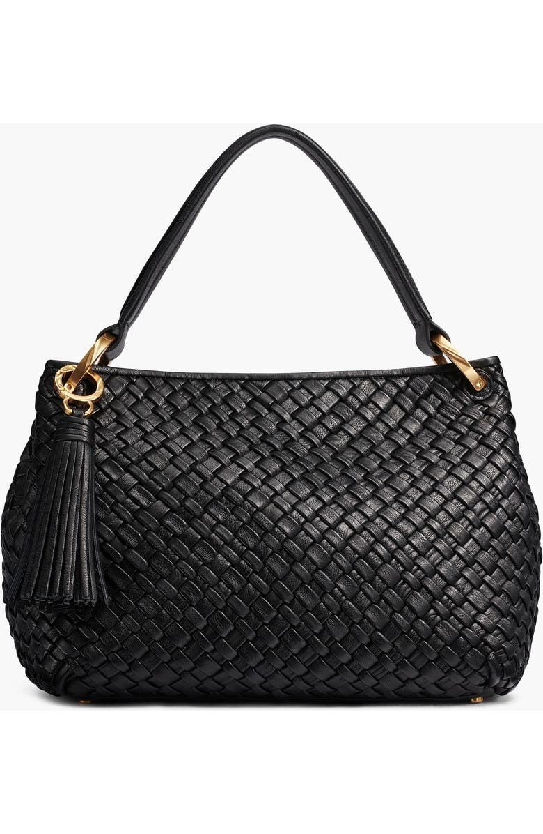 Donna Karan New York Glenwood Woven Shoulder Bag, Main, color, Black/Gold