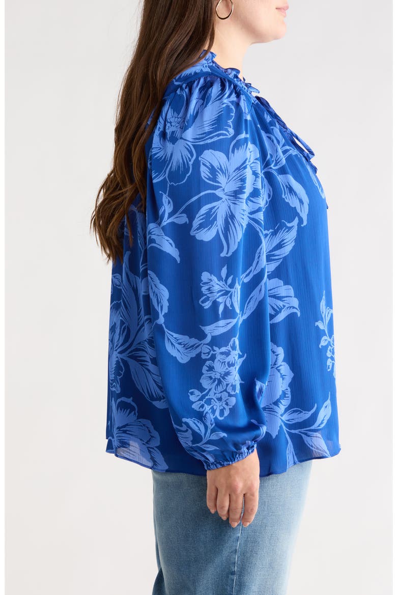 Ciara Floral Lindsey Ruffle Top, Alternate, color, NAVY-BLUES