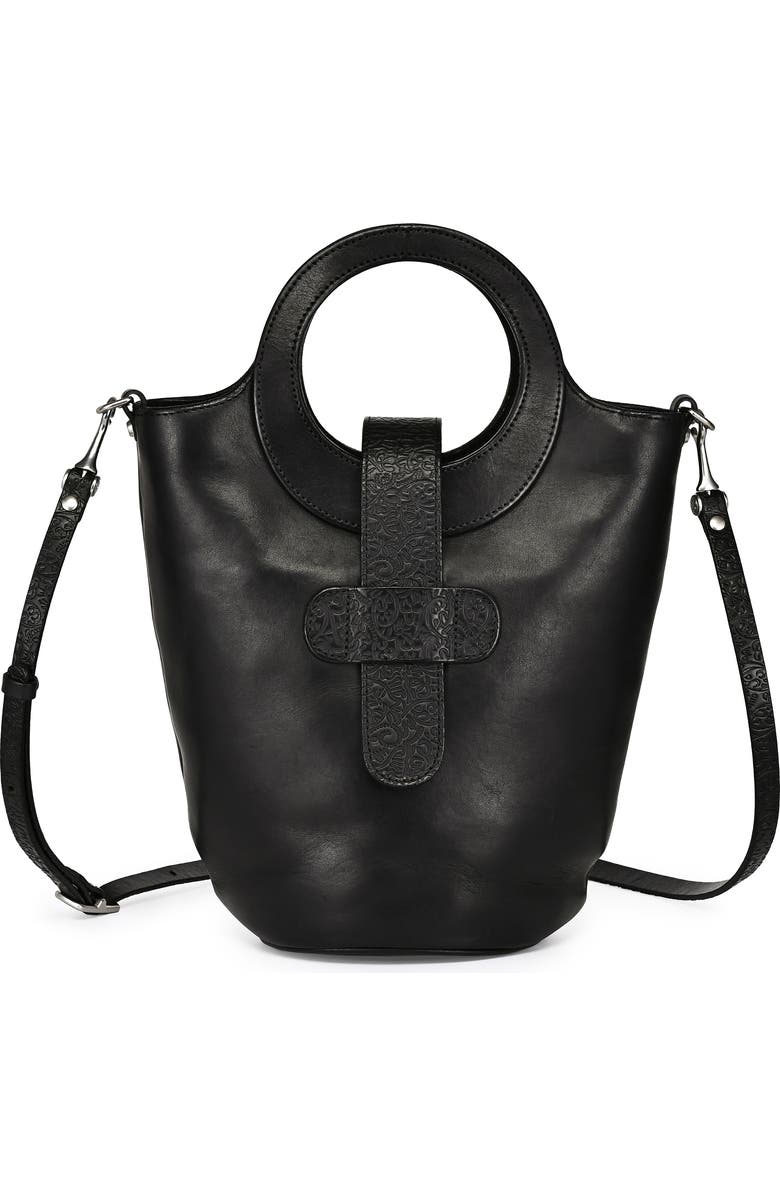 OLD TREND Lily Genuine Leather Structured Everyday Bucket Crossbody, Main, color, Black