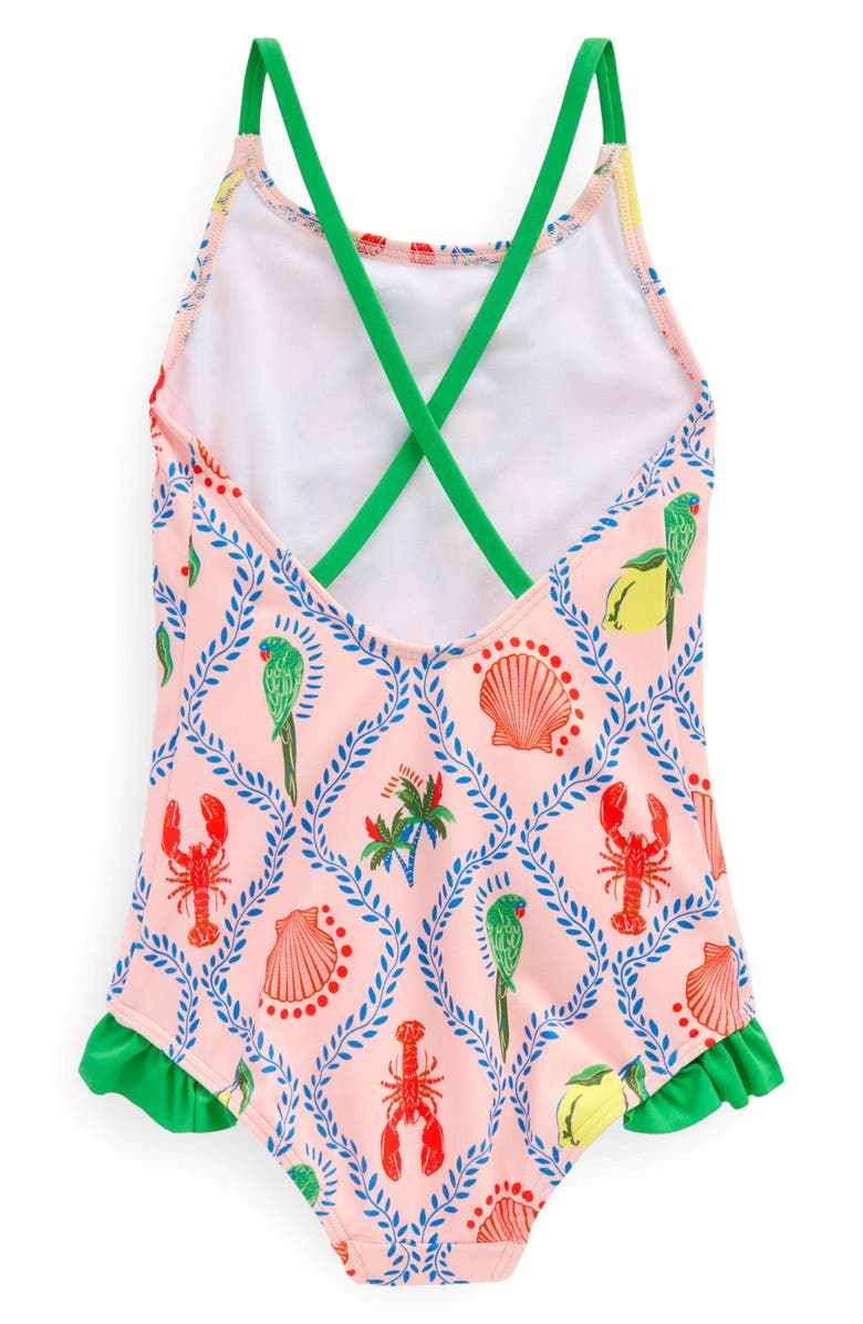 Mini Boden Kids' Contrast Ruffle One-Piece Swimsuit, Alternate, color, 