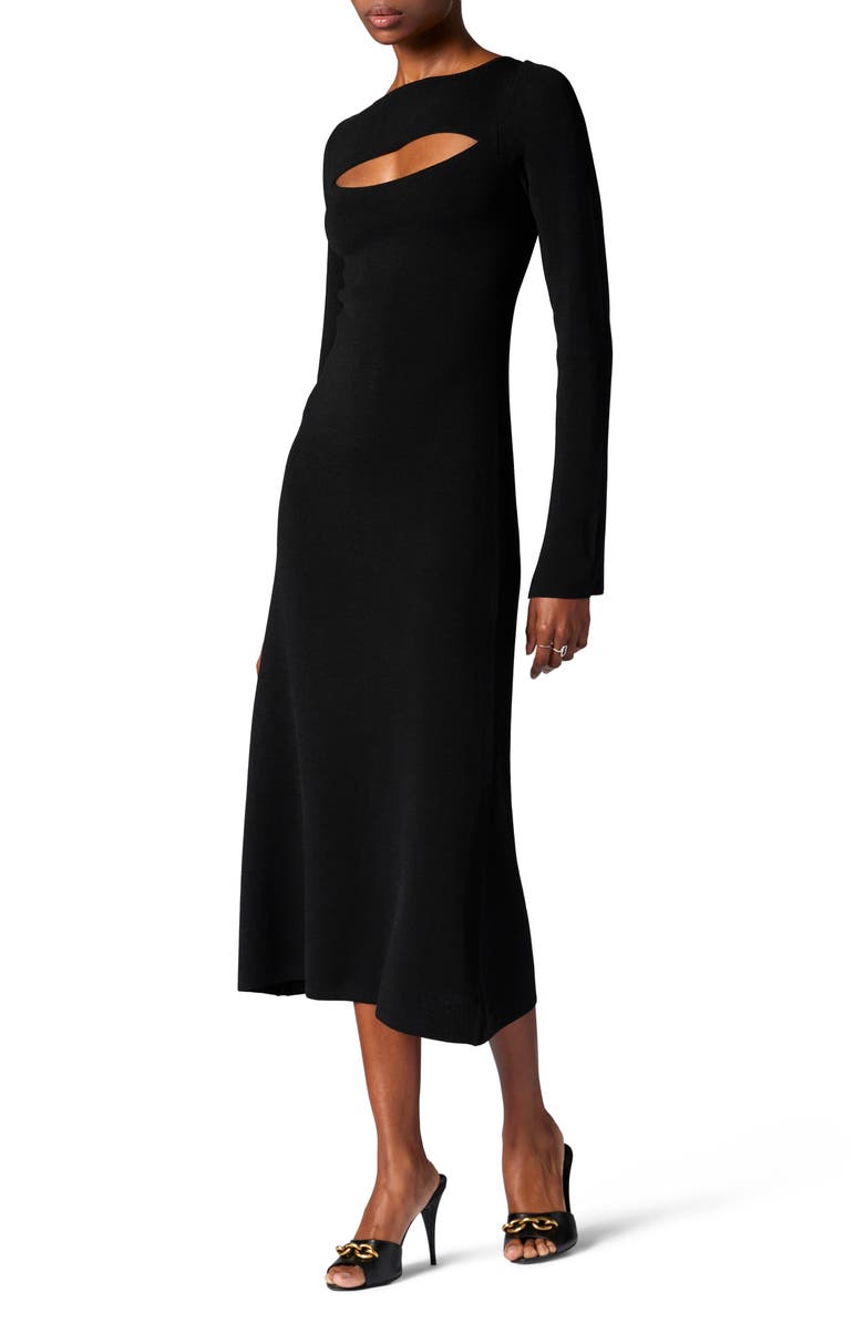 Equipment Emelienne Long Sleeve Cutout Dress, Alternate, color, True Black