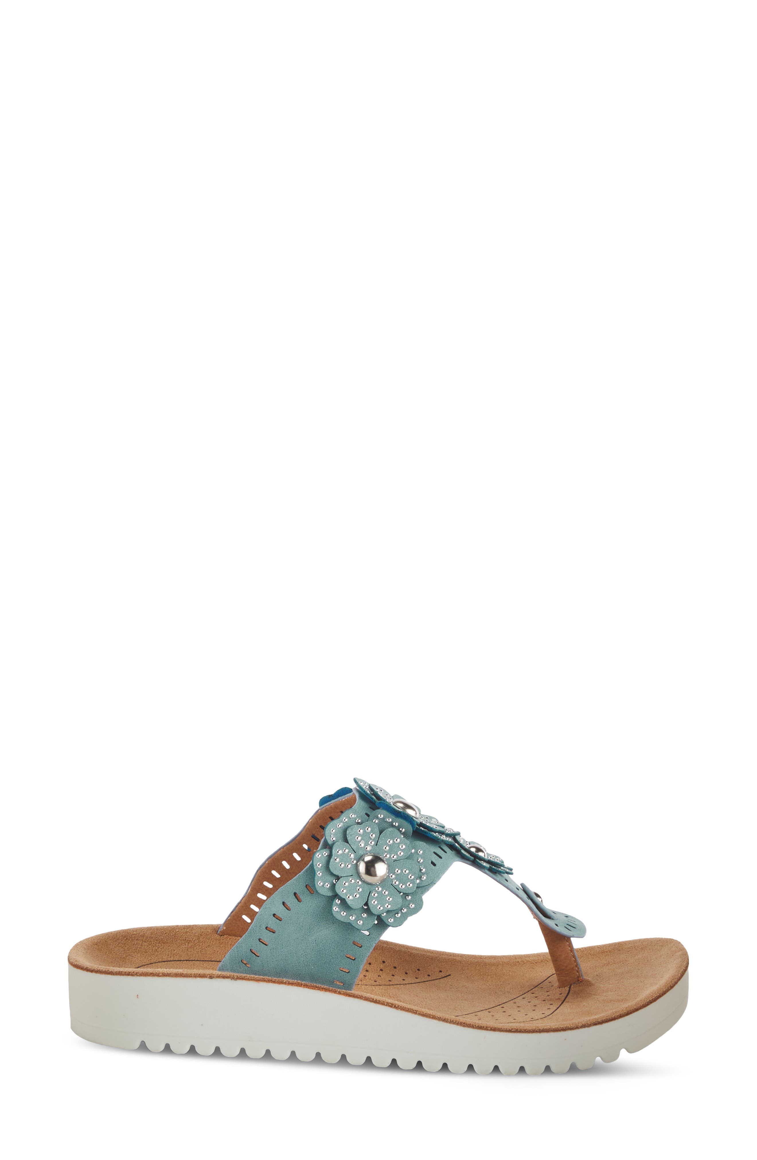 Flexus by Spring Step Bayview Floral Appliquè Sandal, Alternate, color, Sky Blue
