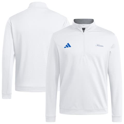 Men's adidas White Kansas Jayhawks Elevated Quarter-Zip Jacket