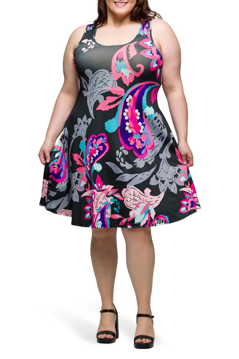 Print Sleeveless A-Line Dress, Main, color, PINK MULTI