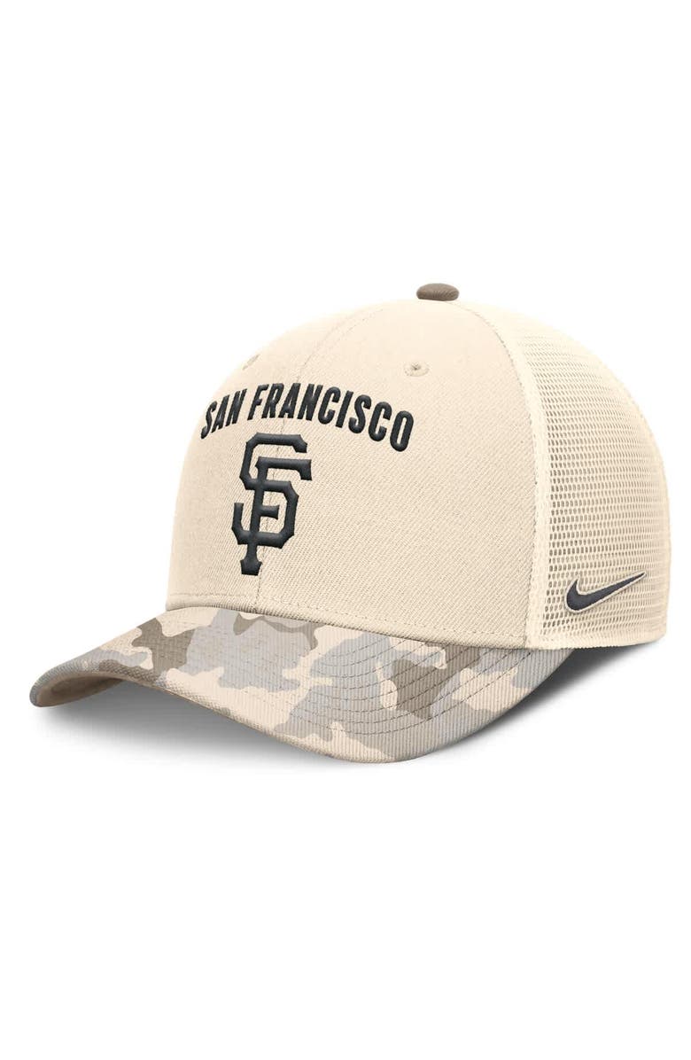 Nike Men's Nike Natural San Francisco Giants Camo Natural Pack Rise Adjustable Trucker Hat, Main, color, Natural