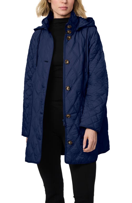 Bernardo Diamond Quilted Hooded Liner Jacket In Navy
