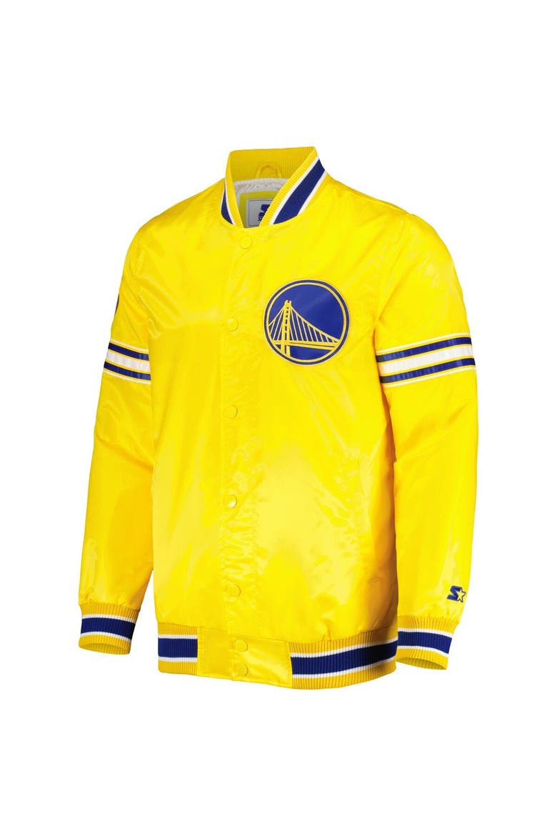 Men's Starter Gold Golden State Warriors Slider Satin Full-Snap Varsity Jacket, Alternate, color, Gold