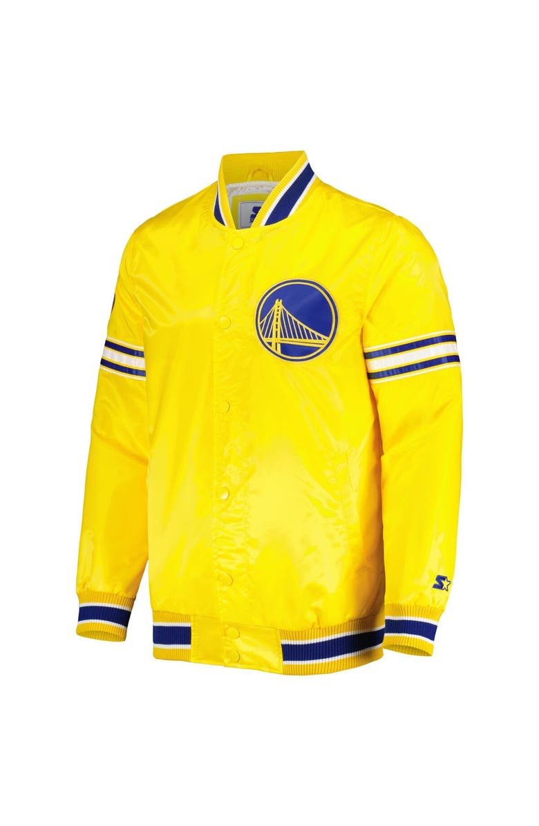 STARTER Men's Starter Gold Golden State Warriors Slider Satin Full-Snap Varsity Jacket, Alternate, color, Gold