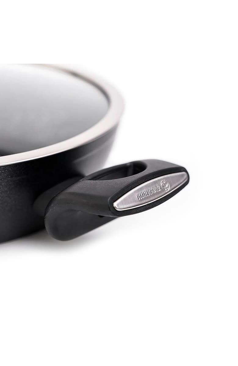 Korkmaz Nora 2 Piece 3 Liter Alumium Nonstick Low Casserole Dish with Lid, Alternate, color, Black