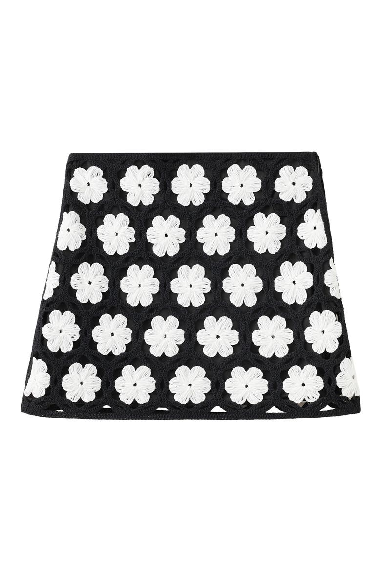 Floral Crochet Mid Rise Miniskirt, Alternate, color, BLACK